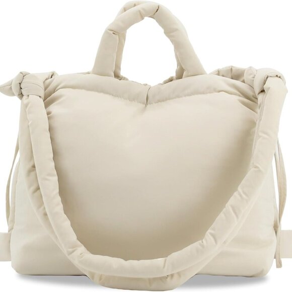 Elegant Quilted Puffer Tote Handbag for Women - Versatile 17x6x11 Inch Design - Picture 3 of 6